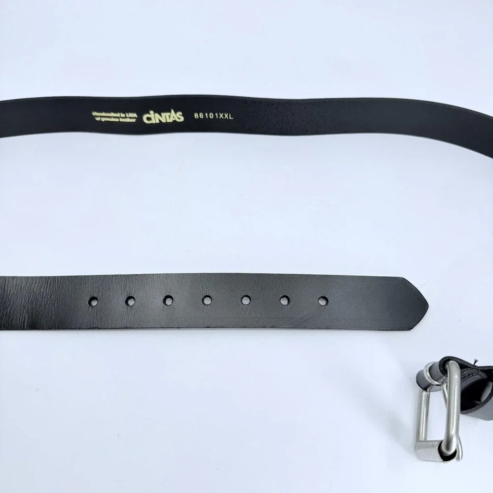 Cintas‎ Mens Black Genuine Leather Belt Silver Buckle USA Made 86101XXL XXL